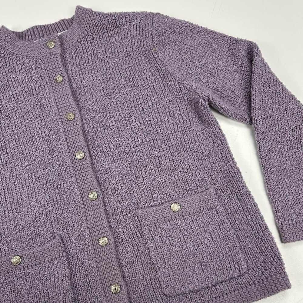 Vintage Lilac Knit Button-Front Women's Cardigan Sweater